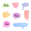Colorful speech bubbles set. Watercolor thought balloons vector illustration
