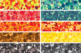 Fototapeta Nowy Jork - Colorful lenses or confetti web banners set. 10 commercial backgrounds. Hand drawn vector marketing collection III.