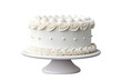 White birthday cake with white whipped cream isolated on transparent background