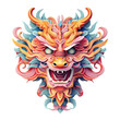 Vibrant Illustration of a Mythical Dragon Mask, Symbolizing Cultural Festivity and Tradition.