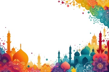 Colorful Islamic background for Eid adha, ramadan, eid fitr or any islamic event with copy space for text