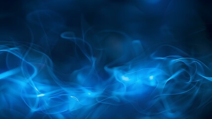 Wall Mural - Blue Smoke Wave on Black Background