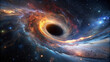 Black Hole in space absorbing everything 