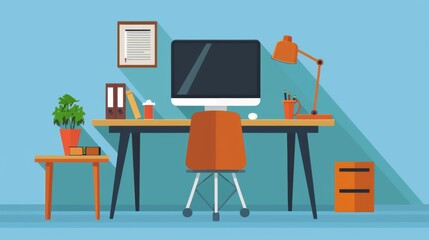 Poster - a Desk With the Computer