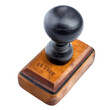 © TazWeed - Close-up View of a Wooden Rubber Stamp with a Black Handle, Concept of Authorization and Documentation.