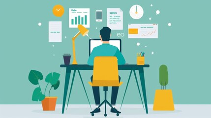 Poster - Person Working at Desk With Computer