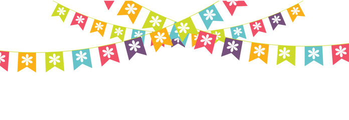 colorful  triangle flag party on white background, decoration element, Vector illustration. EPS 10