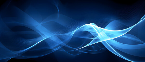 Leinwandbilder - Abstract dark blue background with light waves and geometric structures. Graphical representation of the ultrasound.
