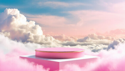 Wall Mural - the 3d rendering landscape model of a pink sandbox with a circle display platform on the floor and c