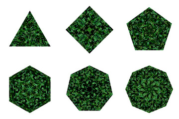 Poster - Abstract  mosaic polygon shape set - ornamental vector design element with geometrical shapes