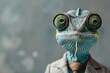 Stylish Chameleon's Corporate Gaze. Concept Company Branding, Professional Headshots, Office Environment, Team Collaboration