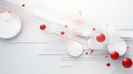 Poster - Generative AI technology background, simple white, red accents photorealistic