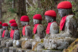 Fototapeta Boho - Old buddhist stone statues at Kanmangafuchi Abyss, Nikko, Tochigi Prefecture, Japan