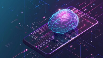 Poster - Cell Phone With Brain on Top