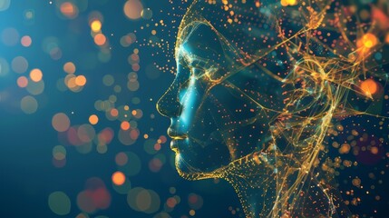 Aufkleber - A woman's face is shown in a blurry, colorful, and abstract style. The image is a representation of the idea of a person's face as a complex and intricate network of connections and relationships