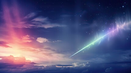 Wall Mural - dark rainbow shooting star