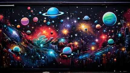 Poster - planets grafitti stars