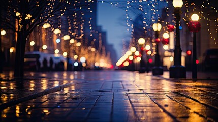 Wall Mural - festive christmas lights bokeh