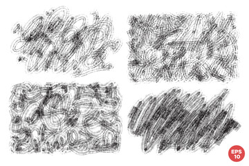 Poster - Vector set of hand drawn textured chaotic brush strokes, stains for backdrops or overlays. Monochrome design elements set. One color monochrome artistic hand drawn backgrounds.