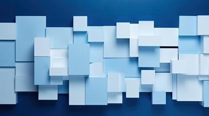 Poster - shapes blue solid background