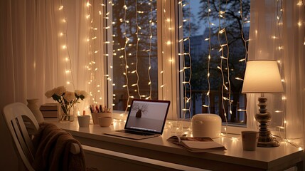 Canvas Print - cozy indoor string lights