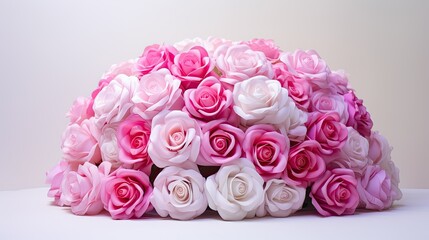 Wall Mural - roses white and pink background