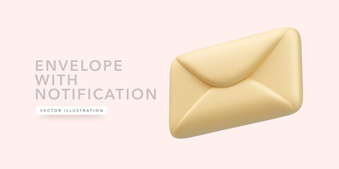 Poster - 3d realistic paper letter isolated on light background, Vector illustration