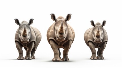 Aufkleber - Generative AI Noble rhinoceroses in different stances.