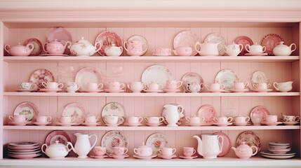 Poster - saucers pink shelf