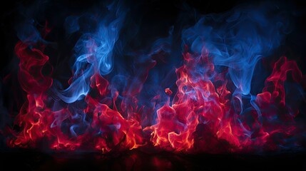 Canvas Print - flames blue and red fire