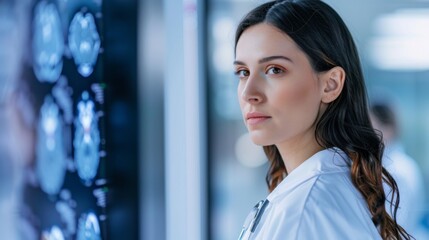 Wall Mural - Radiologist Reviewing Patient Scans in Clinic