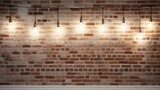 Fototapeta Mapy - cozy white brick wall with lights