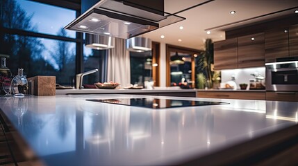 countertops blurred new house interior