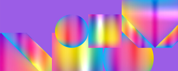 Aufkleber - Vibrant art with magenta, electric blue, and circles on a colorful background