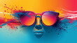 Abstract lifestyle banner design with sunglasses and colorful splashing shapes