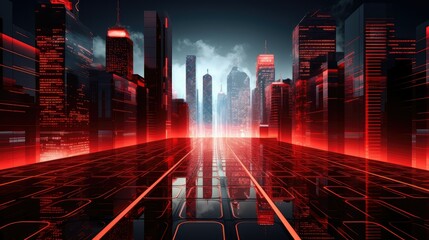 Wall Mural - cityscape technology background red