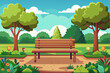 empty wooden bench in beautiful park vector illustration