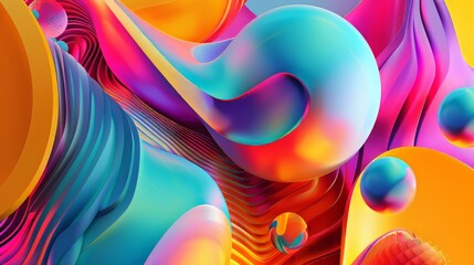 Wall Mural - Abstract 3D background with vibrant colors and dynamic shapes
