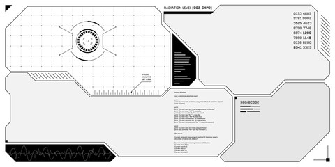 Leinwandbilder - VR HUD futuristic control panel. Technology head up display target and UI screen. GUI Digital virtual reality interface cyberpunk hi tech visor design template. FUI Sci Fi spaceship cockpit dashboard