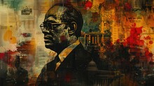 Banner Background National Ambedkar Jayanti Day Theme, And Wide Copy Space, A Collage Of Images Depicting Key Moments From Dr. Ambedkar's Life, Like The Drafting Of The Constitution
