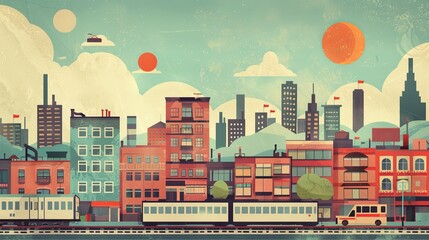 Retro cityscapes, urban landscapes with a vintage twist