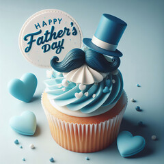 Wall Mural - Father's Day cupcake with moustache and hat