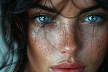 Poster - An artistic blend of blue swirls on the right with a vast expanse of brown space, inviting text or other elements