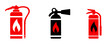 Vector red and black fire extinguisher icons vector set of fire extinguisher icons on white background