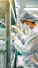 Aufkleber - Female Scientist Engaged in Research at Modern Laboratory Facility