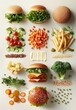 © Ryzhkov - Deconstructed Hamburger Ingredients Arranged Creatively on White Background