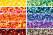 Colorful lenses or confetti web banners set. 10 commercial backgrounds. Hand drawn vector marketing collection IV.