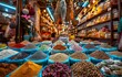 Various spices are available at the food market in the city