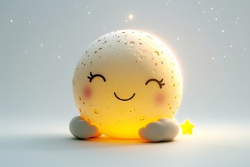 Wall Mural - An  illustration of a happy cute moon
