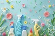 Spring cleaning concept. household chores, hygiene, cleaning supplies for a fresh, tidy home